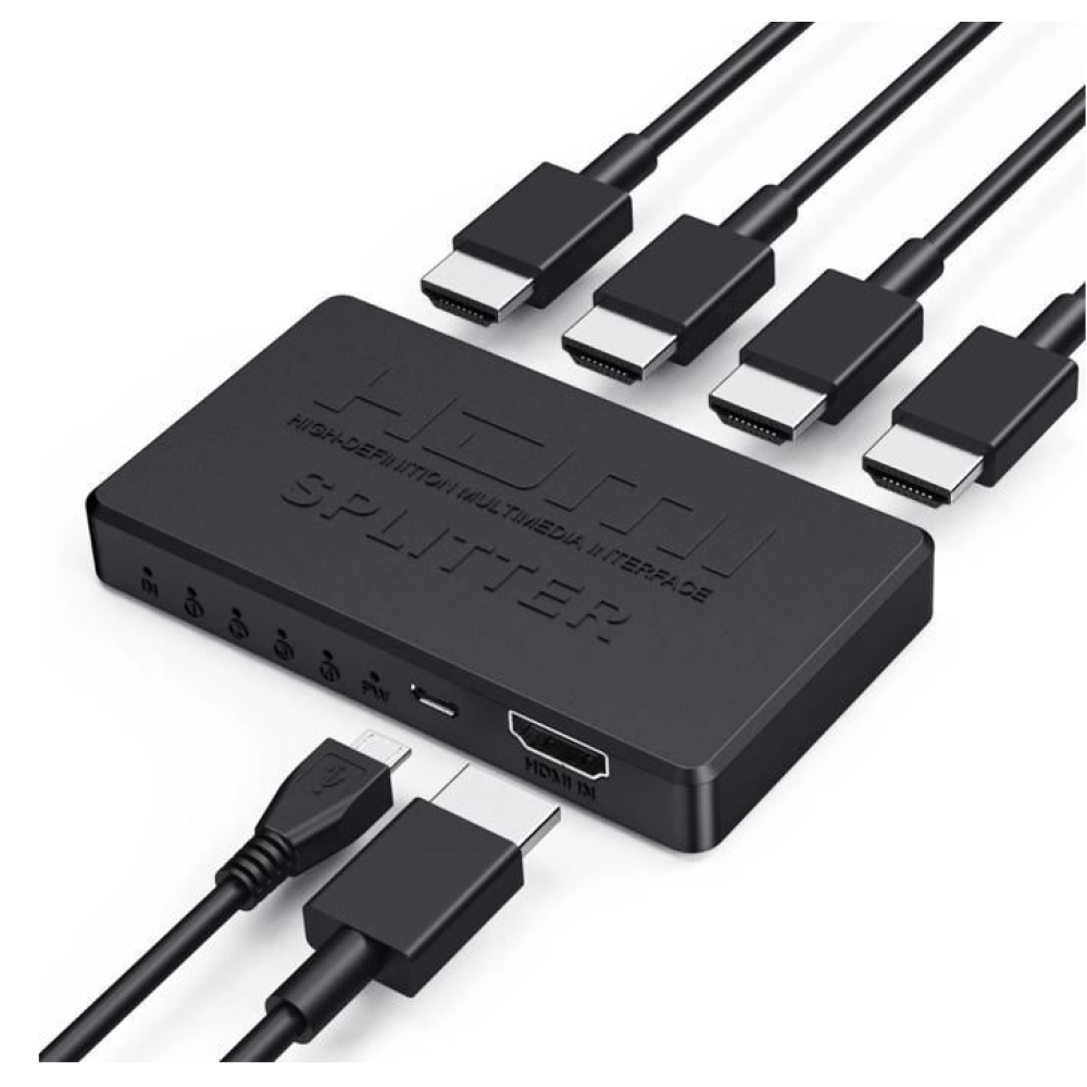 4-port-hdmi-splitter – 1 Eingang, 4 Ausgänge, Unterstützt 3d, 4k, 1080p Hd, Kompatibel Mit Pc, Set-top-box Und Blu-ray-playern, Multi-screen-streaming