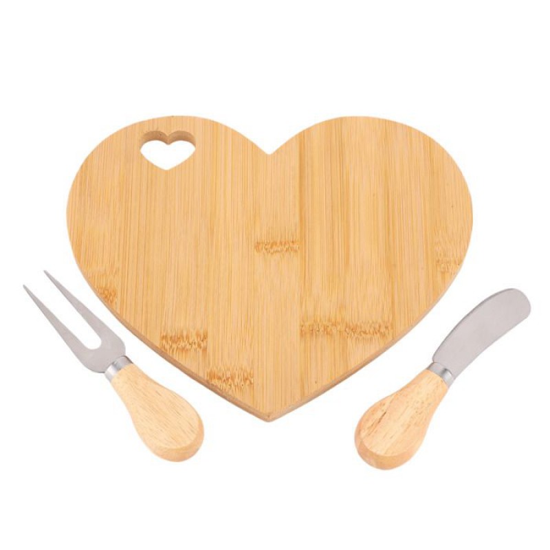 3-teiliges Herzförmiges Käsebrett-set – Nosheir – 3-teiliges Set Aus Bambusholz, 21 × 17,5 Cm – Geschenk Für Hochzeiten/junggesellinnenabschiede