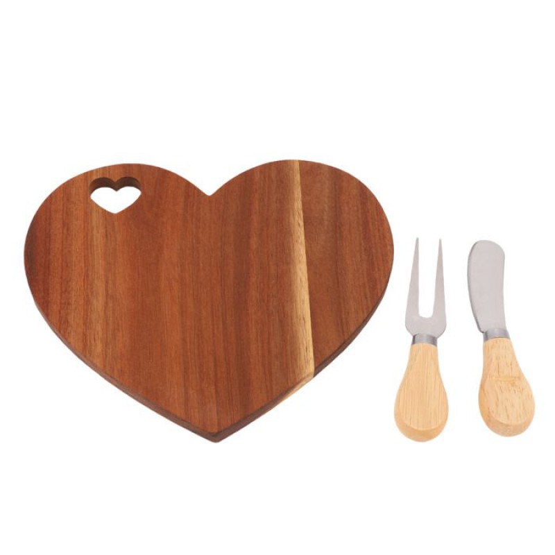 3-teiliges Herzförmiges Käsebrett-set – Nosheir – Akazienholz, 21 Cm – 3-teiliges Set – Ideal Als Geschenk Zum Valentinstag Und Als Wanddekoration