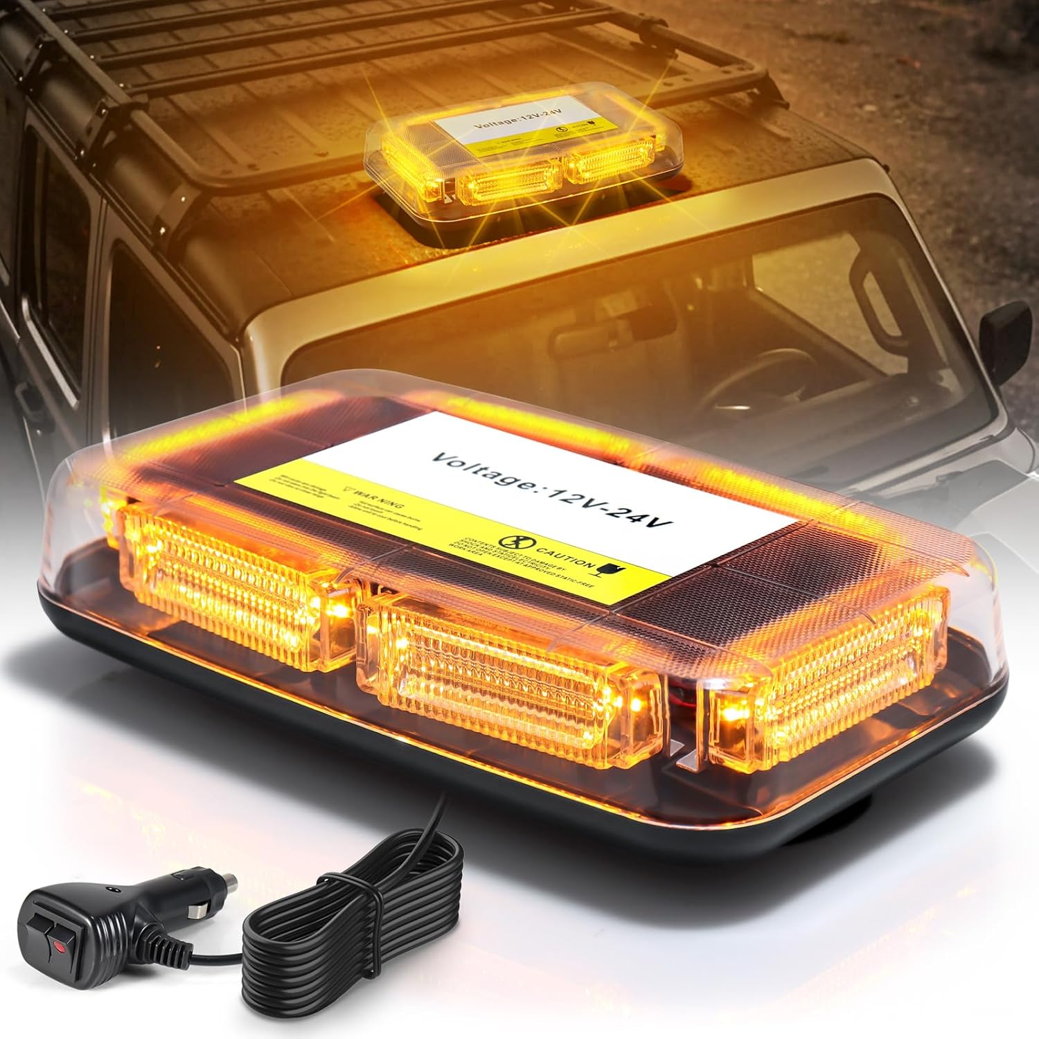 Rampe Gyropharye Mit 90 Leds Mit 3 Meter Langem Kabel, Orange Led-anzeige 12v-24v Mit Ziel, Ip65-schutz, 16 Modi Für Baufahrzeuge, Traktoren, Rückfahrkameras