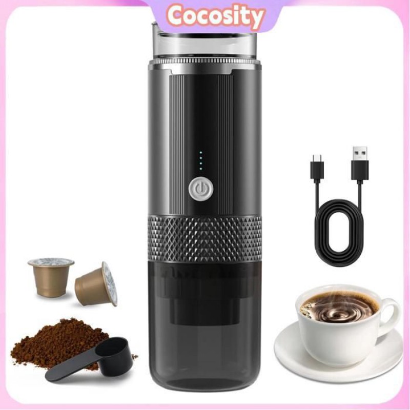 Cocosity Mini-kaffeemaschine, Tragbare Elektrische Espressomaschine, Ein-knopf-bedienung, Schwarz