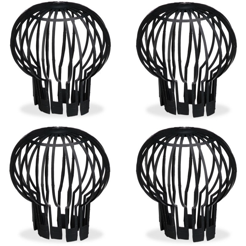 Relaxdays Dachrinnenfilter, Praktisches 4er-pack, Kunststoff, Sieb, Schutz, Wasserablauf, Ø 13 Cm, Schwarz