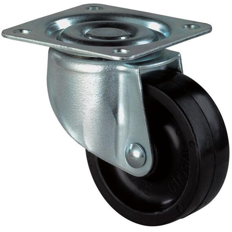 Bs Rollen Lenkrolle Mit Schraubplatte, Schwarzer Kunststoff, Gleitlager, 40 Mm, 30 Kg - F25.040