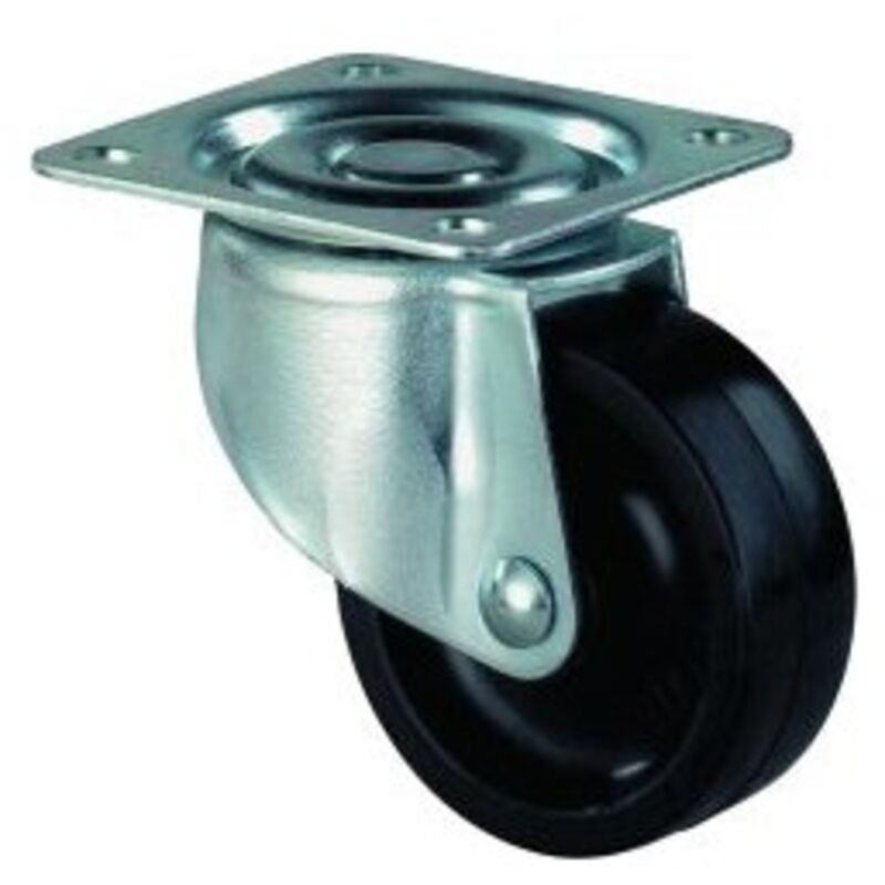 Bs Rollen Lenkrolle Mit Schraubplatte, Schwarzer Kunststoff, Gleitlager, 25 Mm, 15 Kg - F25.025