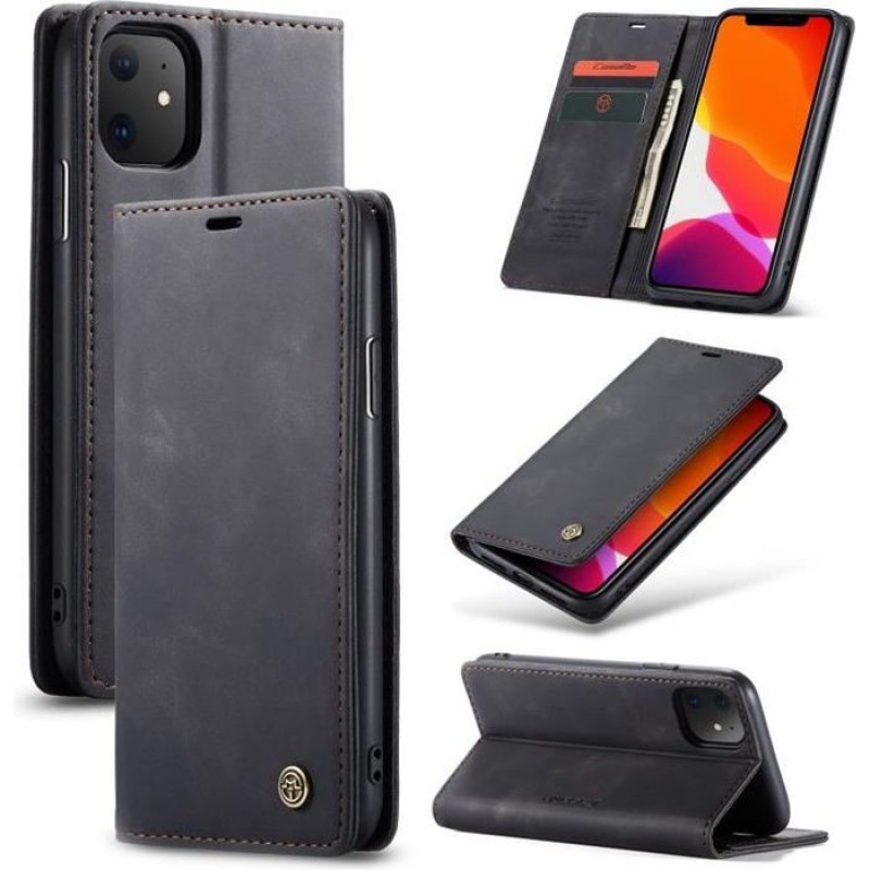 【smartlegend】iphone 11 Bumper-hülle, Leder-klapphülle Mit Brieftaschenfunktion – Schwarz