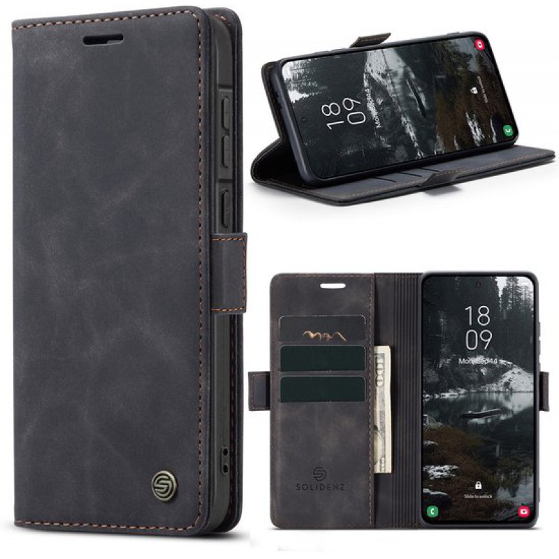 Solidenz Hülle – Kompatibel Mit Samsung Galaxy A57 – Urban Book – Hülle Mit Kartenfach – Schwarz