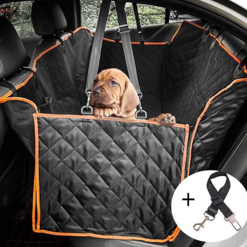 Tdr Hundeabdeckung Für Rücksitz Und Kofferraum – Schutzhülle – Hundematte – Hundedecke Für Den Rücksitz – 137 X 147 Cm – Schwarz Und Orange
