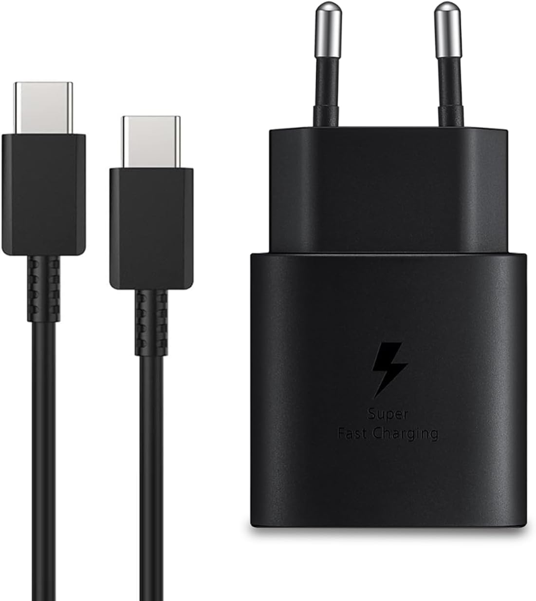 25w Ladegerät Rapide Für Samsung Galaxy S24 S23 S22 S21 S20 S10 A14 A23 A34 A54 A53 Z Fold Flip 4/5, Tablet S8 Ladegerät Rapide, Block Usb C Adapter Secteur Prize Mit Kabel Typ C (schwarz)