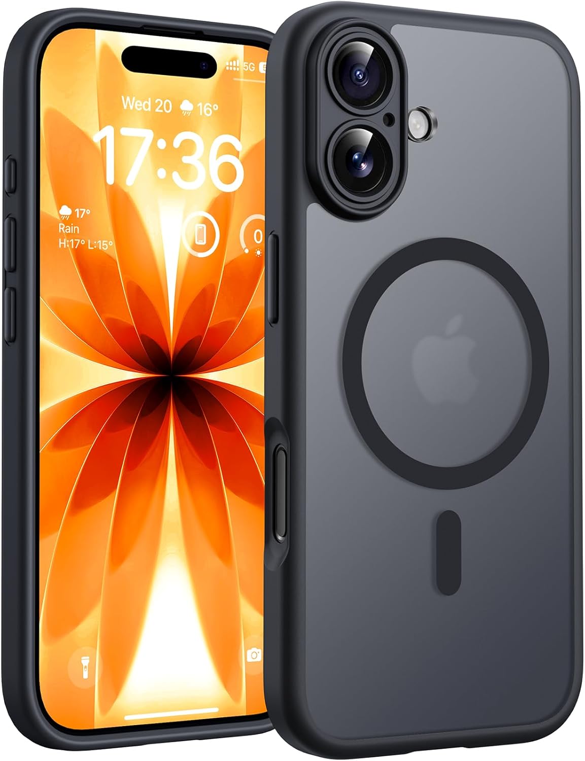 Magnetische Hülle Für Iphone 17 6,3 Zoll, Kompatibel Mit Magsafe, Integrierte Magnetische Hülle, Verbessertes Schutzobjektiv, Mattes, Durchscheinendes, Feines Antichoc-gehäuse, Schwarz