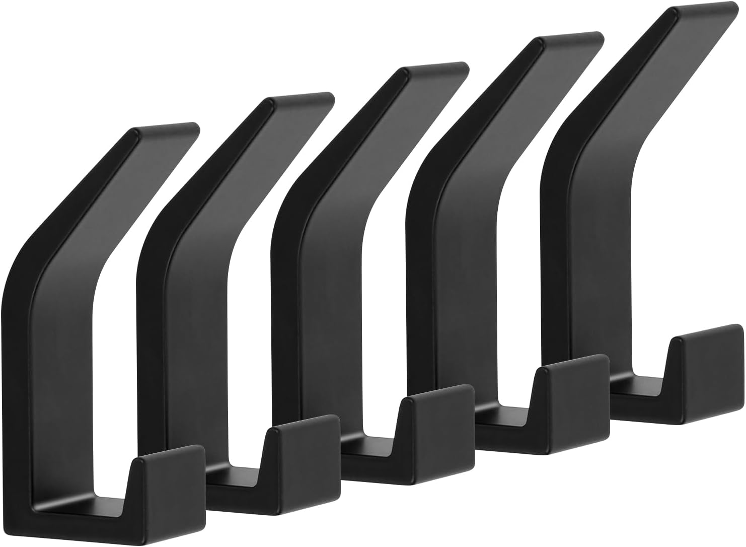 Set Aus 5 Schwarzen Metall-wandhaken, Tragkraft Bis Zu 10 Kg, Für Mäntel, Kleidung, Handtaschen Und Mehr.