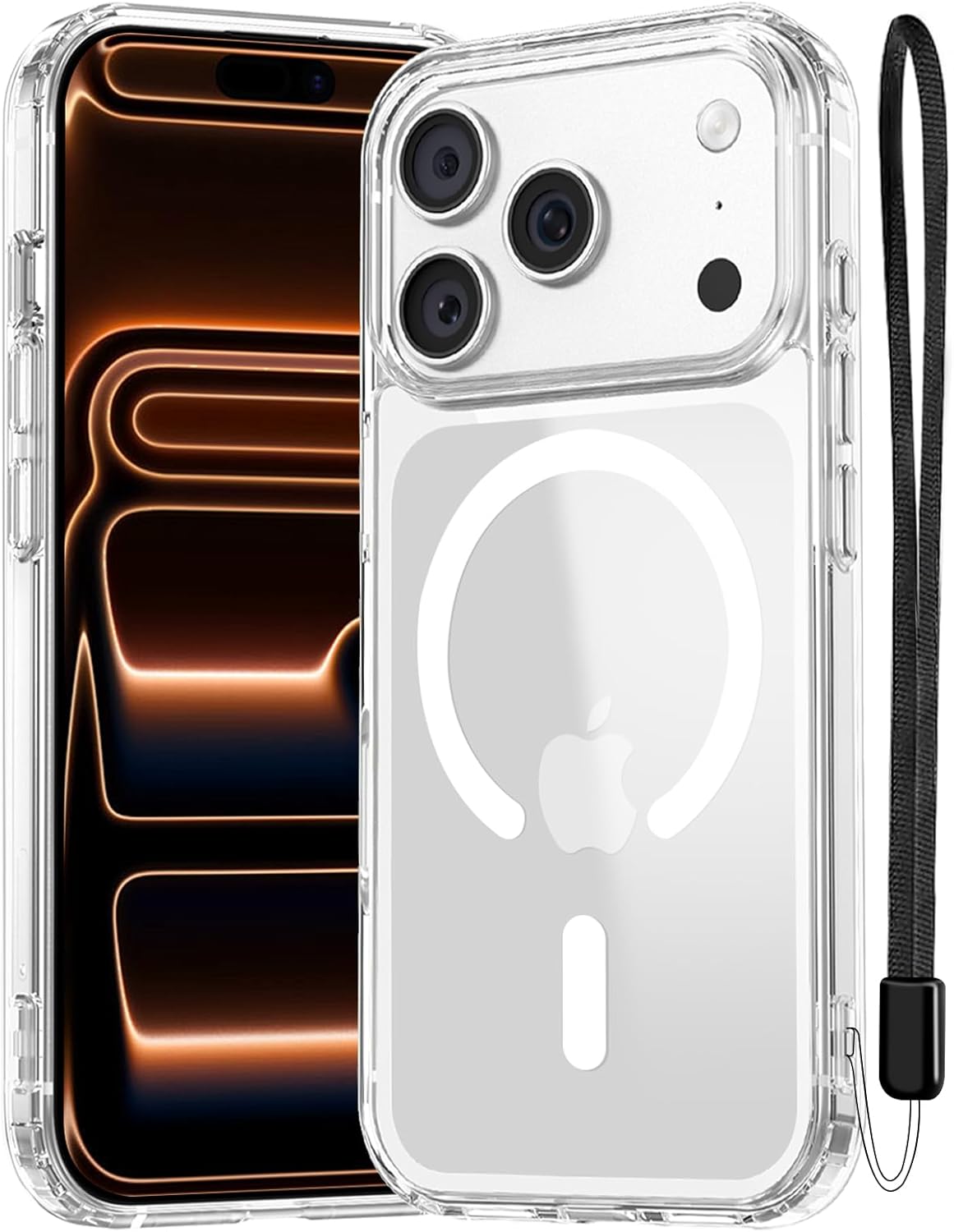 Magnetische Hülle Für Iphone 17 Pro Max (6,9 Zoll), Kompatibel Mit Magsafe, Maximaler Stoßschutz Mit Trageschlaufe – Starker Magnetismus Und Schutz Nach Militärstandard – Schlanke Hülle – Transparent