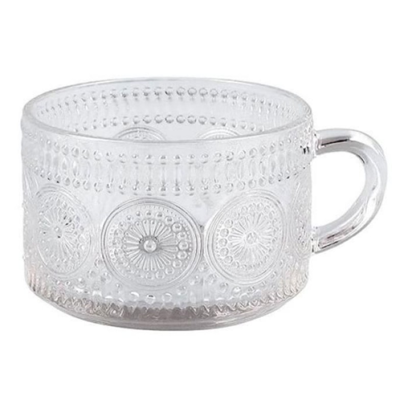 Kaffeetasse, Durchsichtige, Geprägte Glasbecher, Teeglas, Frühstückstasse Mit Henkel Für Cappuccino, Latte Macchiato, Joghurt