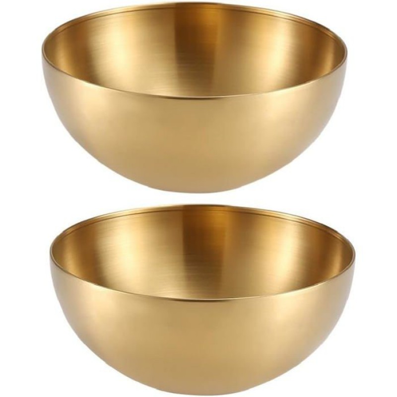 Set Aus 2 Servierschüsseln Aus Edelstahl, 3 L – Gold, Für Obst, Salat, Pasta, Suppe.