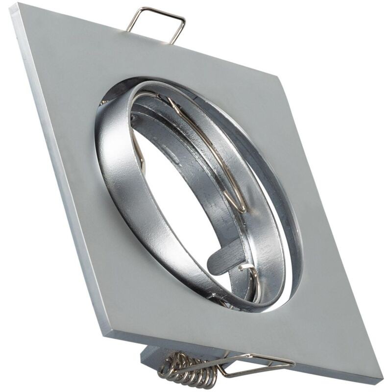 Verstellbarer Quadratischer Einbauleuchtenflansch Für Gu10/gu5.3-leuchtmittel, 72 Mm Ausschnittdurchmesser, Silber