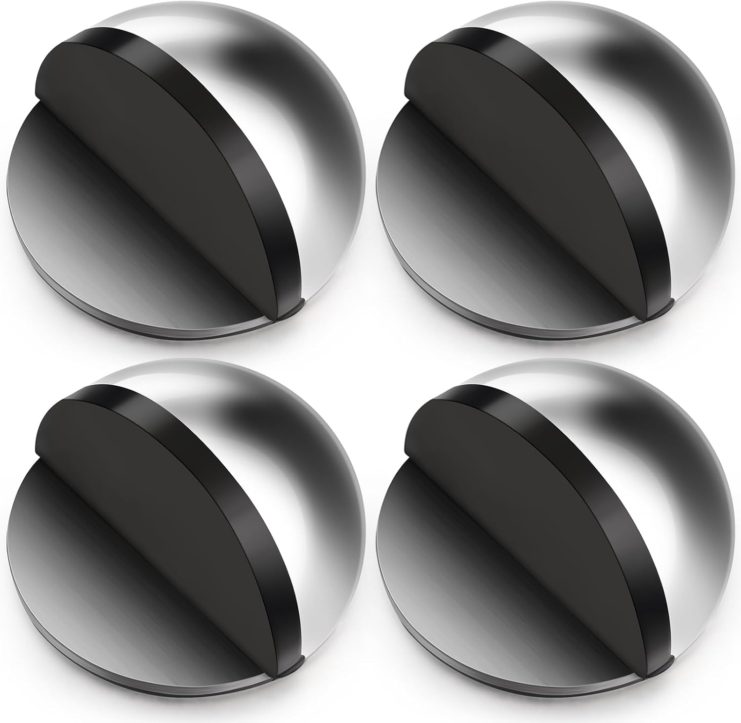 Butée De Porte De Sol Auto-adhésives Butée En Acier Inoxydable Ovale Arrêt De Porte Poli Mit Colle Butoir De Porte En Demi-lune Für Den Schutz Von Mur Und Glas (silber, 4 Stück)