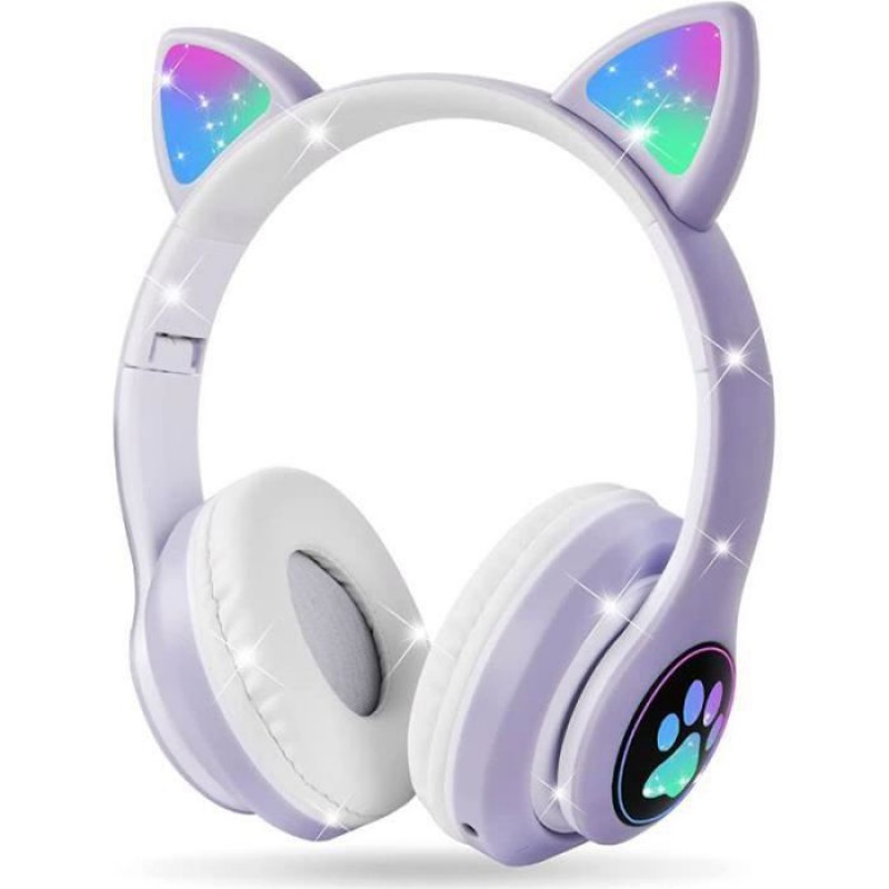 Bluetooth-kinderkopfhörer Mit Hd-mikrofon, Led-beleuchtung, 105 Db Lautstärkebegrenzung, Stereoklang, Lila