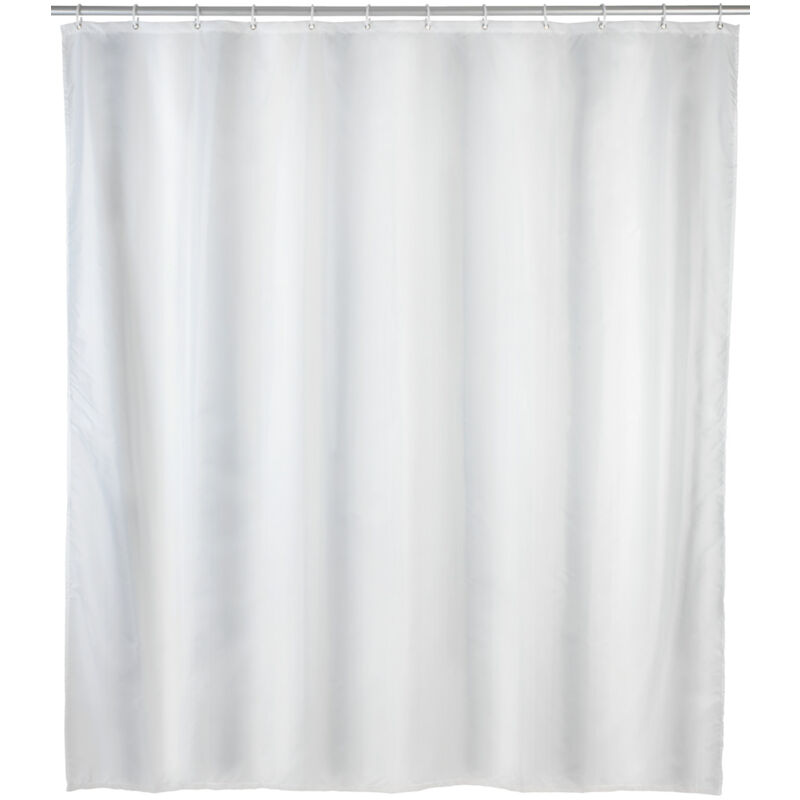 Reinweißer Duschvorhang, 240 X 180 Cm, Maschinenwaschbar Und Wasserdicht, Inklusive 16 Weißer Duschvorhangringe Aus Kunststoff, Material: Polyester, 240 X 180 Cm, Weiß.