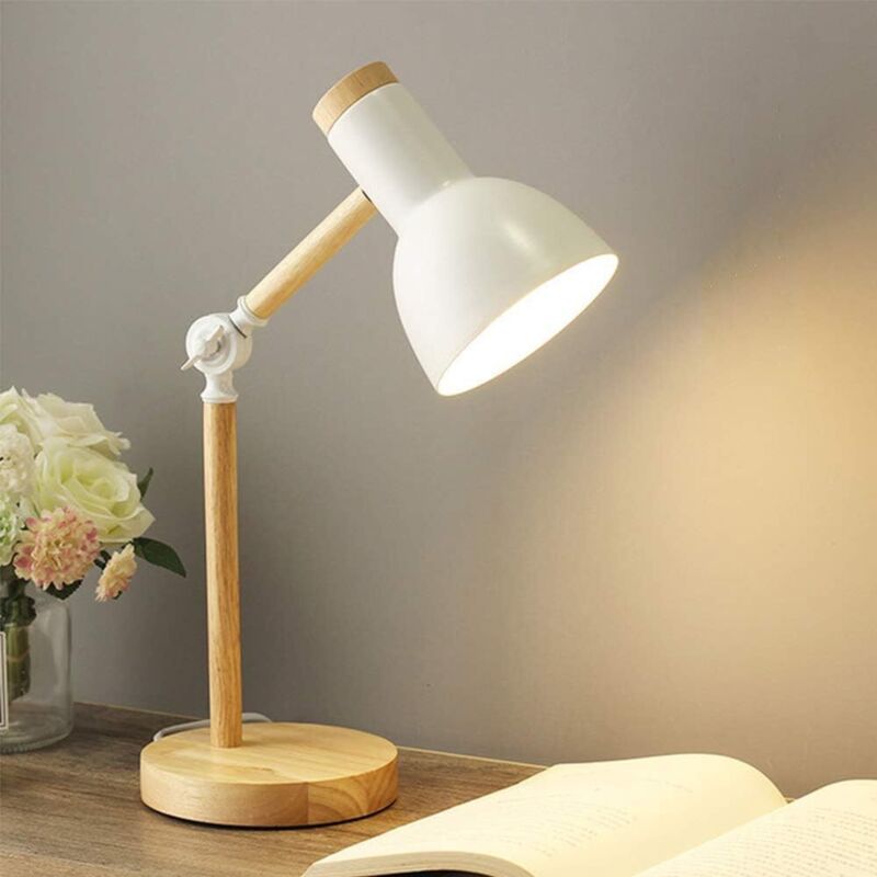 Flexible Nachttischlampe, Weiße E27 Leselampe, Led-tischlampe Mit Schalter, Dekorative Metall-tischlampe, Geschenkidee Für Die Innenbeleuchtung Im Retro-industrie-stil.