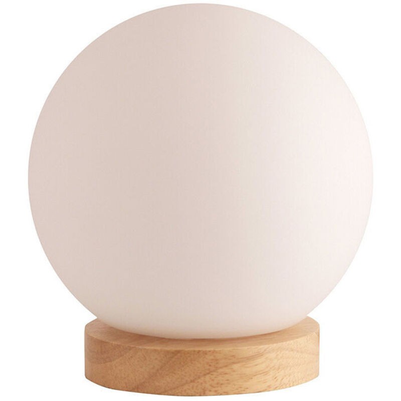Kreative Nordische Minimalistische Tischleuchte, Weiße Glaskugel, Nachttischlampe Aus Holz, Augenschonende Leselampe Mit Schalter, Dekorative Beleuchtung, Nachttischlampe (rund)