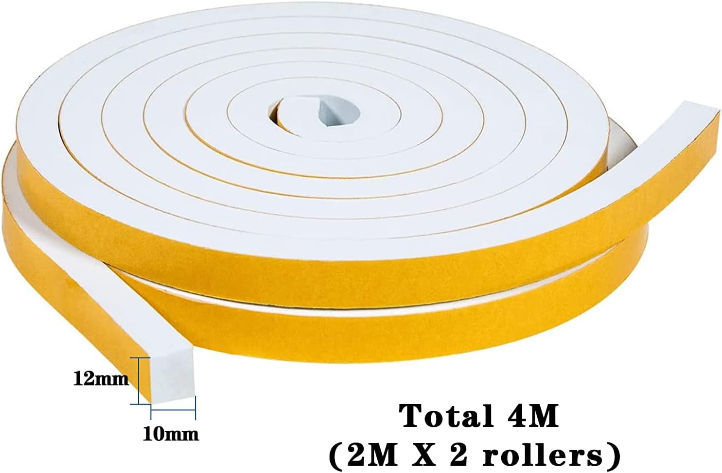 Selbstklebendes Dichtungsband – 1 Rolle – Eva-schaum – Schall- Und Wasserdicht – Für Türen Und Fenster – 12 X 10 Mm X 4 M, Weiß
