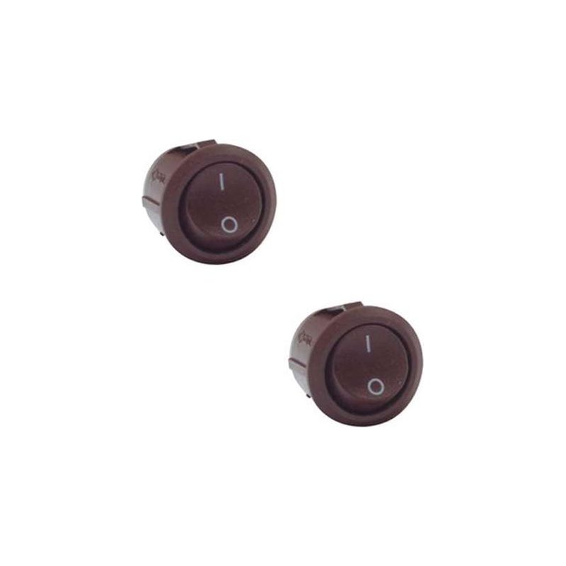 2x Runder Mechanischer Wippschalter R13 230v 4a Zweipolig Ein/aus Automatisierungs-led-streifenschalter Für Küche Und Bad, Dunkelbraun