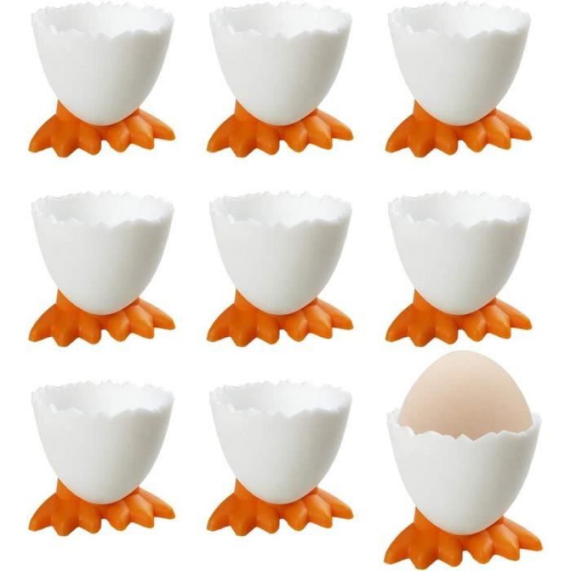 Eierbecher – 9 Lustige Eierbecher – Polypropylen – Weiß – Original