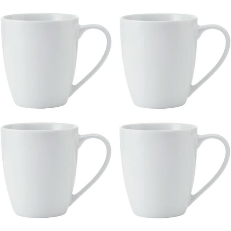 Kreidefarbene Porzellantassen, 4er-set Weiße Tassen Für Tee Und Kaffee, 380 Ml, Spülmaschinen- Und Mikrowellengeeignet