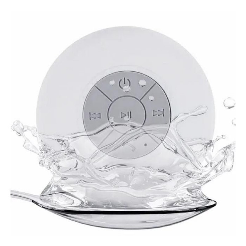 Weißer Mini-bluetooth-lautsprecher Mit Saugnapf, Wasserdicht, Mit Eingebautem Mikrofon, Tragbar Für Dusche Und Badezimmer