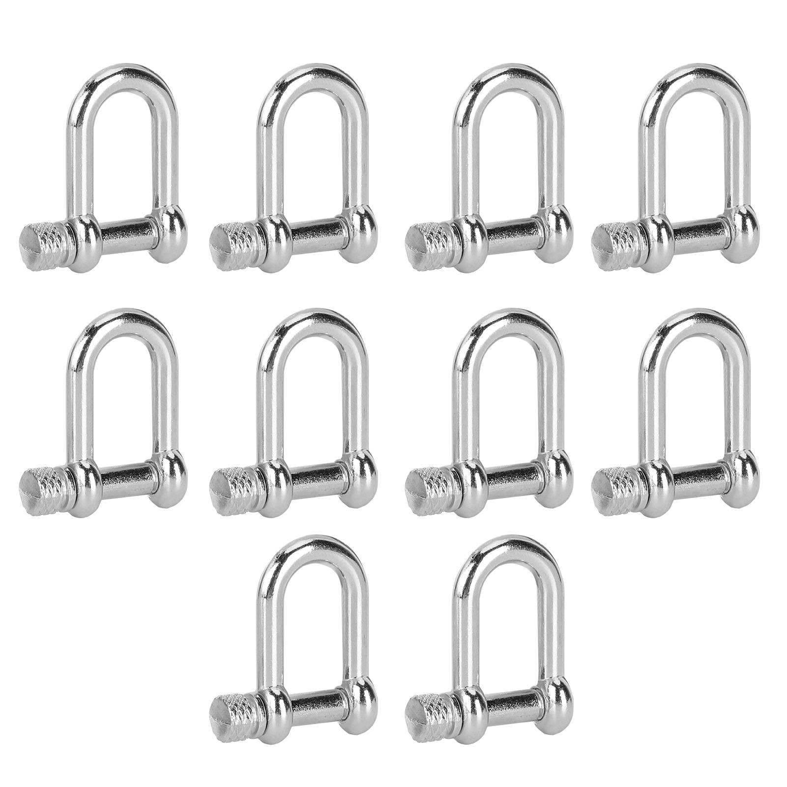 Packung Mit 10 U-förmigen Schäkeln Aus Zinklegierung Mit D-ring Und Schlaufenverschluss Für Paracord-armbänder (runder Kopf).