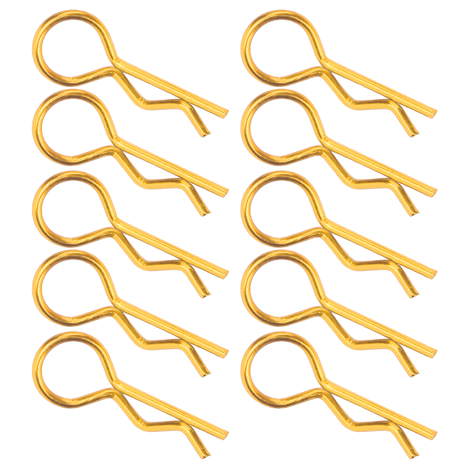 10 R-förmige Karosserieclips Aus Metall Für Rc-autos Der Maßstäbe 1/5, 1/6, 1/8 Und 1/10 (gold)