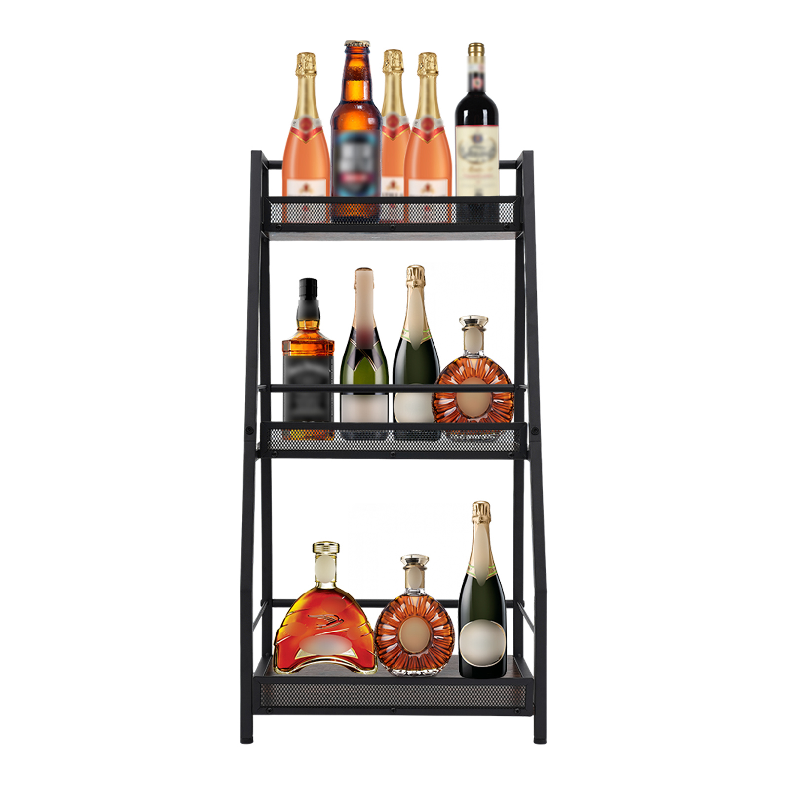 Ecke Liquor Flasche Display Regal Mit Zäunen, 3-ebene Wein Rack, Freistehende Wein Rack