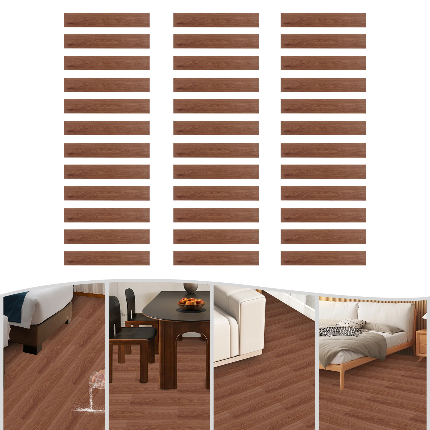 36 Stück Pvc-bodenbelag, Selbstklebende Bodenplatten, Selbstklebender Diy-bodenbelag