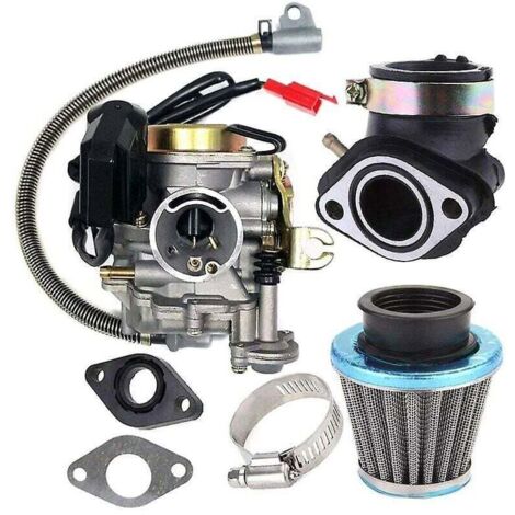 Carburador Compatible Con Motores De Scooter Gy6 De 50 Cc Y 49 Cc De 4 Tiempos. Colector De Admisión De Carburador De 18 Mm Y Filtro De Aire, Silberne Farbe.