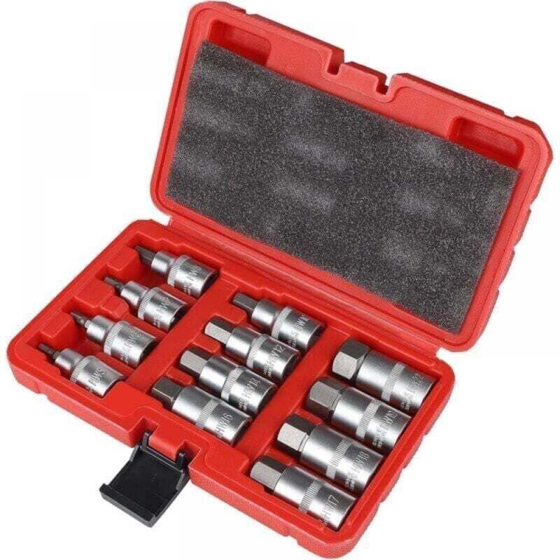Juego De 12 Vasos Allen De 1/2", Xu, De 6 Puntas, 5, 6, 7, 8, 10, 12, 14, 16, 17, 18, 19 Y 22 Mm, Con Estuche De Kunststoff, Juego De Vasos Allen De 1/2" Für Atornillador De Impacto