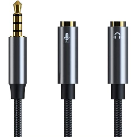Cable Divisor De Audio De 3,5 Mm Macho A 3,5 Mm Hembra. Adapter De Micrófono Für Auriculares, Compatible Con Auriculares Für Juegos, Teléfono, Pc Y Tableta. 30 Cm.