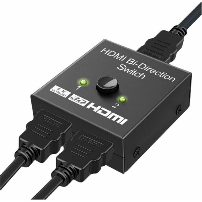 Conmutador Hdmi, Divisor Hdmi 4k, Adaptador Bidireccional De 2 Entradas Y 1 Ausgang O 1 Entrada Y 2 Ausgangs, Compatible Con 3d 4k 1080p, Hdcp, Conmutador Hdmi Für Hdtv, Reproductor De Blu-ray, Dvd Y
