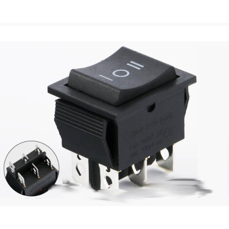 Schalter Basculante On/off/on, Dpdt De 6 Pines Schalter De 6 Terminales 16 A 250 V Ca Negro