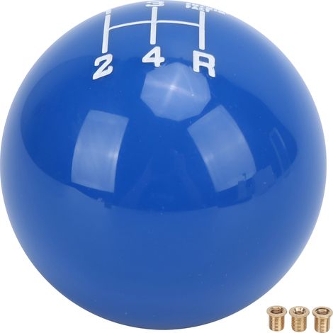 Schaltknaufkopf M12x1,25, 5-gang, Verschleißfest Mit 3 Adaptern, Kugelförmiger Schaltknauf, Universelles Kfz-zubehör (blau).