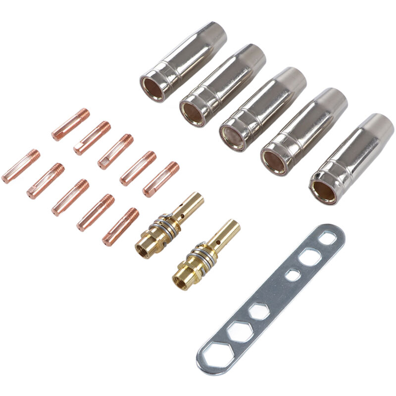 Ej.life Mb15 15ak Mig/mag Kontaktdüsen Für Schweißbrenner M6 Und Düsenhalter-diffusor Sowie Konische Gasdüsen-schutzkappe, 18 Stück A