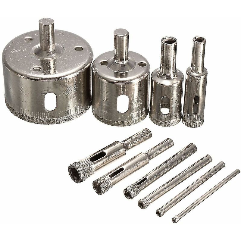 Crea 10-teiliges Diamant-lochsägen-set (3-50 Mm), Körnung 100, Für Fliesen Und Glas