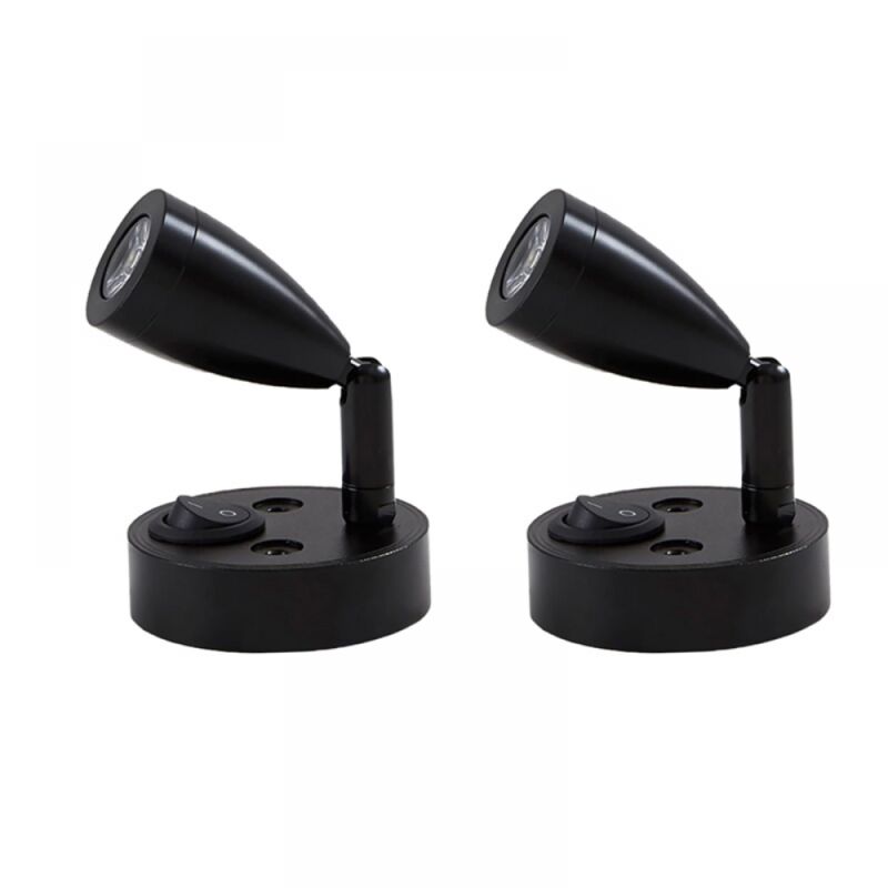 Led-leselampe Mit Schalter Für Wohnmobile, Wohnwagen Und Boote, 12 V, Weißes Licht, Schwarz, 2er-pack
