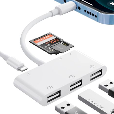 Sd/tf-kartenleser-adapter Für Mobiltelefone/tablets, 6-in-1-kamera-kit, Mit 3 Weiblichen Usb-otg-kabeln, Kompatibel Mit Kartenlesern.