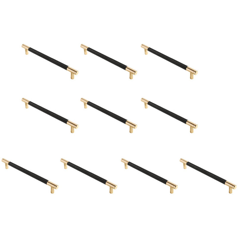 Gerändelte Möbelgriffe, Küchenschrankgriffe, Schubladengriffe, 160 Mm Lochabstand, 10 Stück (gold + Schwarz)