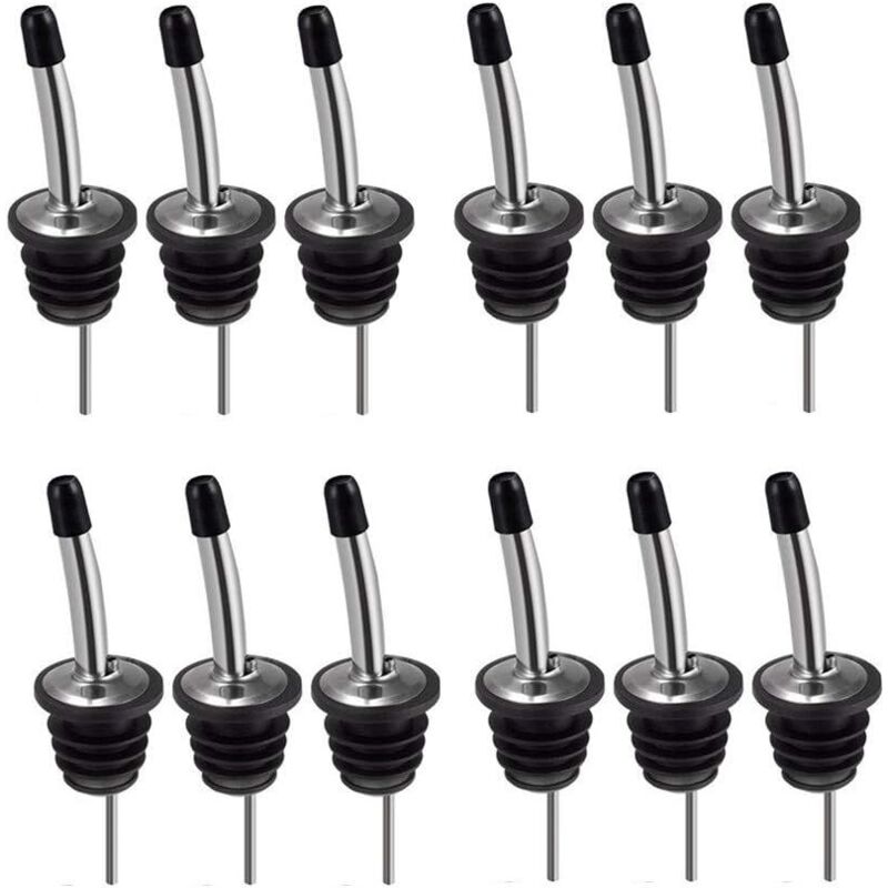 12-teiliges Edelstahl-ausgießer-set Mit Konischem Ausguss Und Gummistopfen Für Wein, Öl, Likör, Sirup, Essig Und Salat – Fei Yu