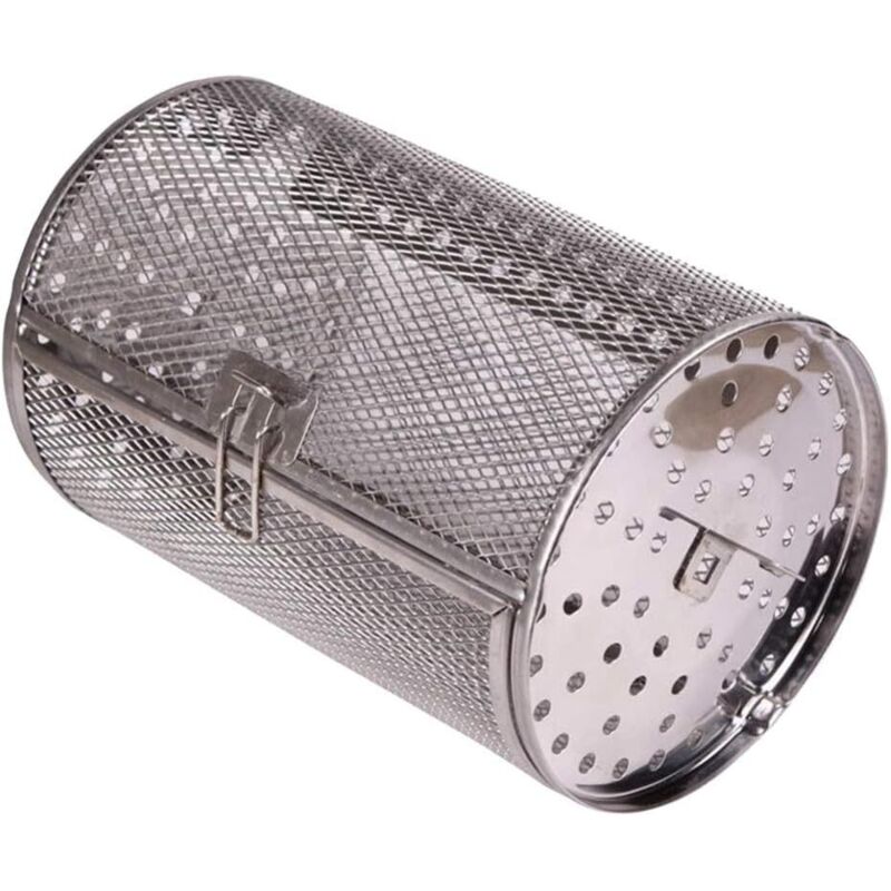 Fei Yu – Edelstahl-bratkorb Für Heißluftfritteuse – 360°-drehung – Gleichmäßiges Garen Von Trockenfrüchten – 18 X 12 X 12 Cm – Silbergrau