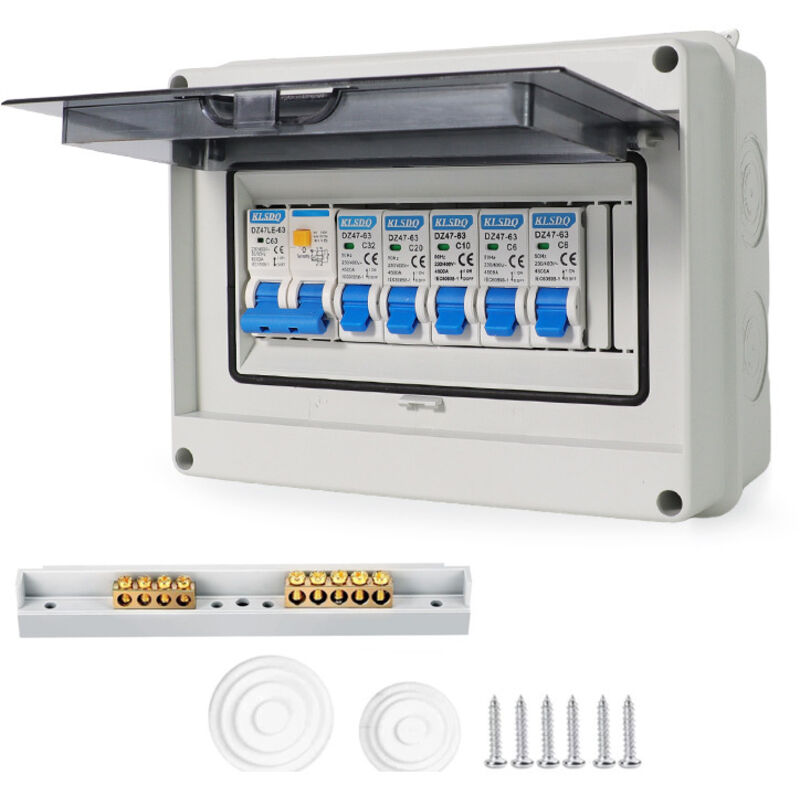 Crea – 63-a-doppelpol-leistungsschalterkasten – Schutzart Ip65 – 4-fach Mit Fehlerstromschutzschalter – Sichere Installation