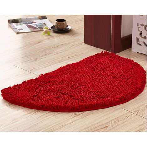 Halbkreisförmige Badematte, Weiche, Saugfähige Chenille-badematte, Rutschfest, Maschinenwaschbar – Groß, Rot – 40 X 60 Cm – Fei Yu