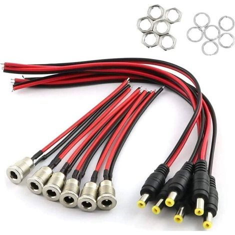 Dc-adapter-set 5,5 X 2,1 Mm – 6 Hohlstecker Mit Kabel + 6 Klinkenstecker Für Audio-, Video-, Kamera- Und Smartphone-netzteil