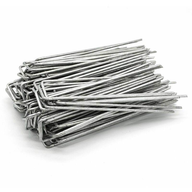 Set Mit 100 Verzinkten Stahlheringen Ø 3,0 Mm 150 X 30 Mm, Bodenanker Für Planen Und Gartennetze, U-förmig Und Abgewinkelt