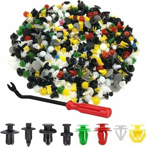 Ulisem 500 Stück Kunststoff-nietclips, Universelle Kfz-verkleidungsbefestigungen Mit Ausbauwerkzeug, Für Türverkleidungen Und Zierleisten, Verschiedene Formen Und Größen